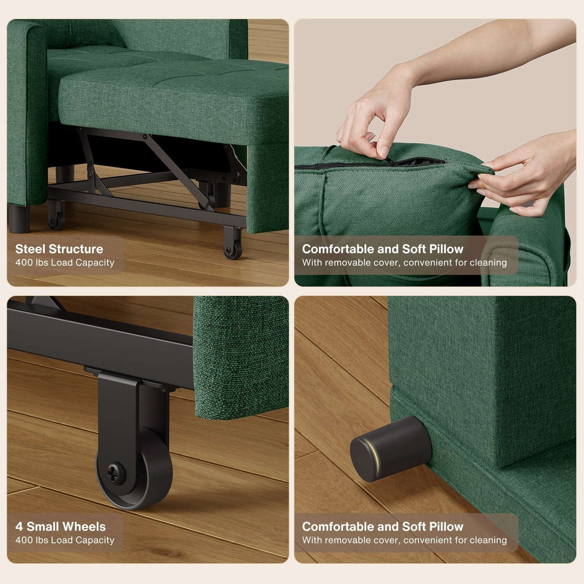 3-in-1 Adjustable Pull-Out Sleeper Sofa Bed With 330 Pounds Capacity
