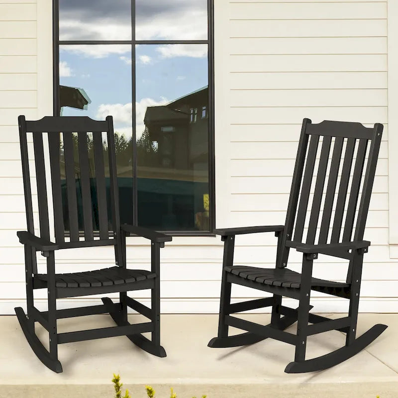 Vrakae Patio High-Back Rocking Chairs, 2-Piece, 21 x 34.6 x 46 Inches