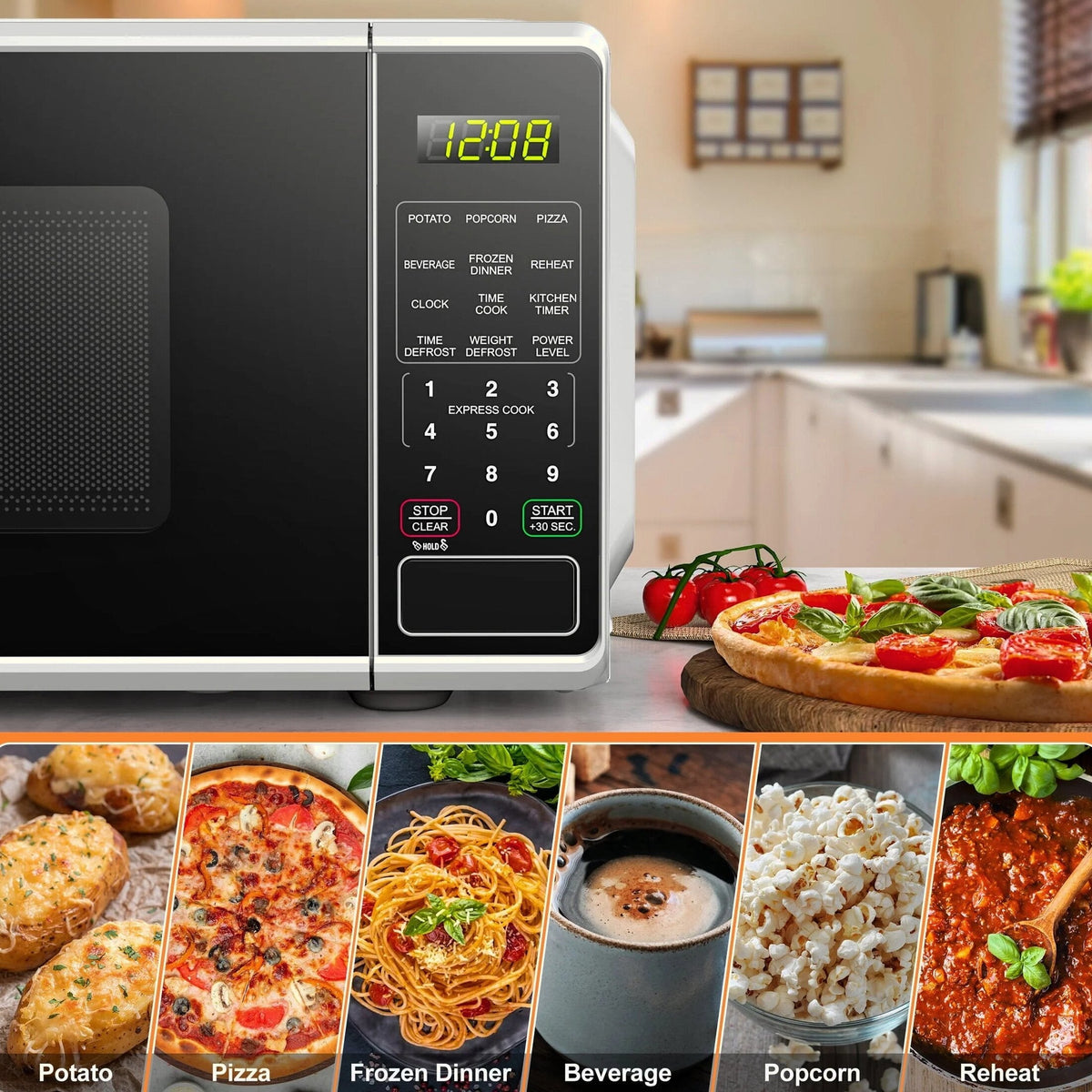Mainstays 0.7 cu. ft. Countertop Microwave Oven, 700 Watts, White, New