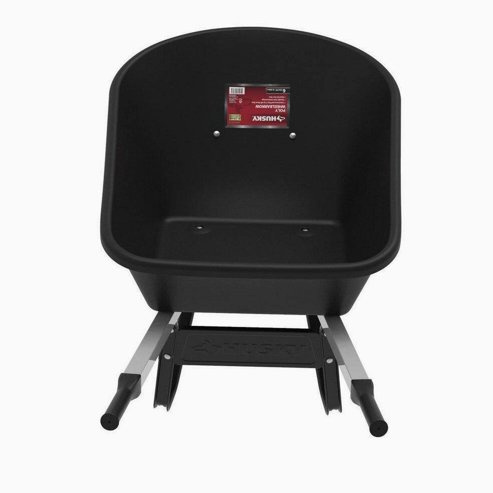 Husky 6 Cu. Ft. Poly Dual Wheel Wheelbarrow with Flat Free Tires