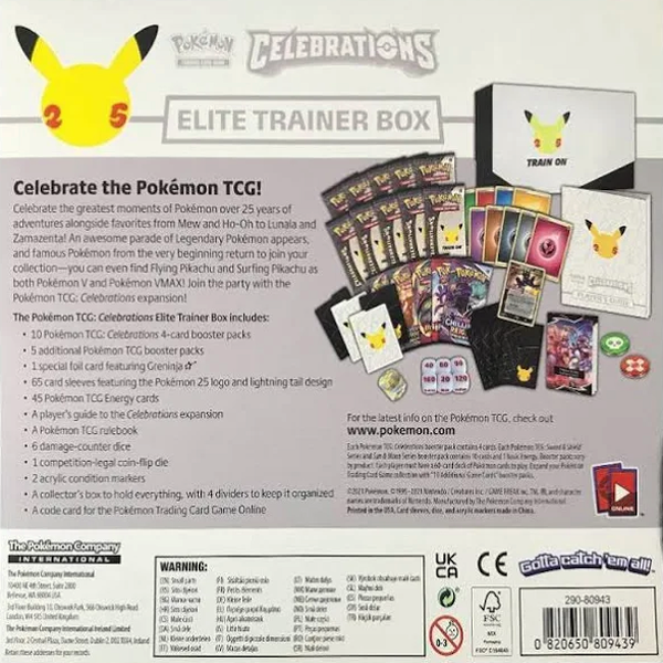 Pokemon Celebrations Elite Trainer Box with 10 Booster Packs, Greninja Foil Card, 65 Sleeves &amp; Energy Cards