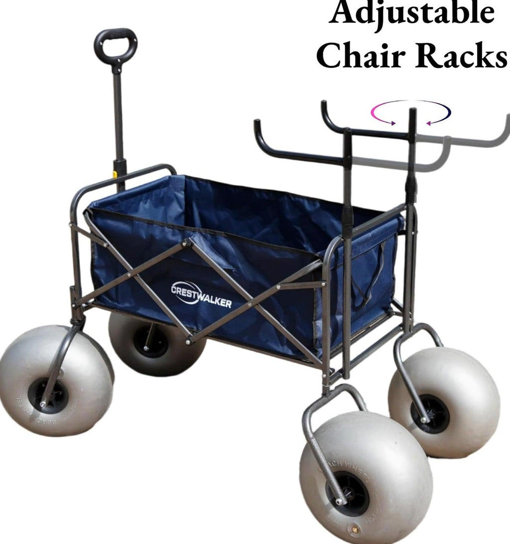 Beach Cart with 13" Balloon Wheels, Chair Racks &amp; Pump Included
