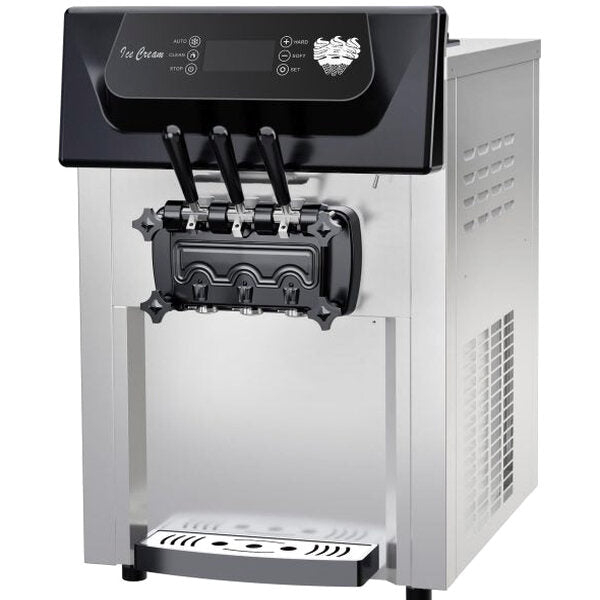 2200W Commercial Ice Cream Machine, 3 Flavor Soft Serve Ice Cream Machine, 5.3-7.4 Gal/Hr, with LCD Touch Screen, Automatic Cleaning, High Productivity for Home Snack Bar &amp; Restaurants
