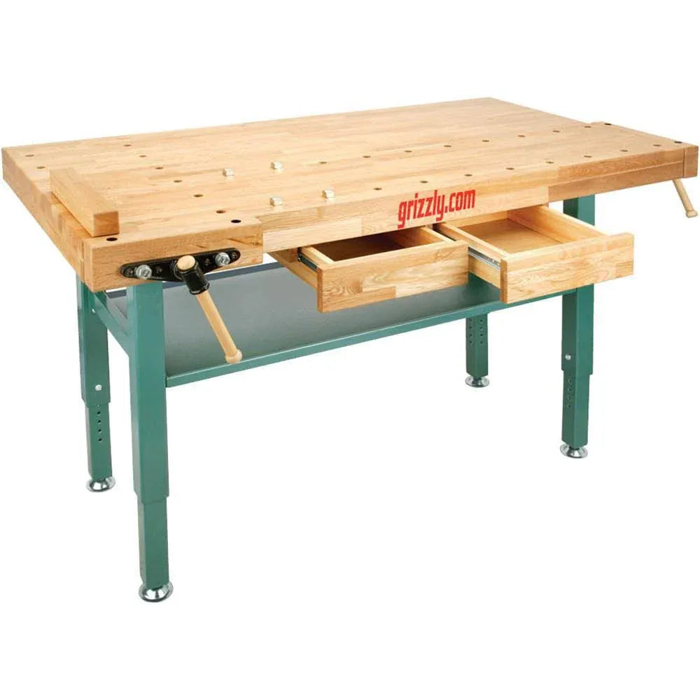 Oak Workbench With Steel Legs