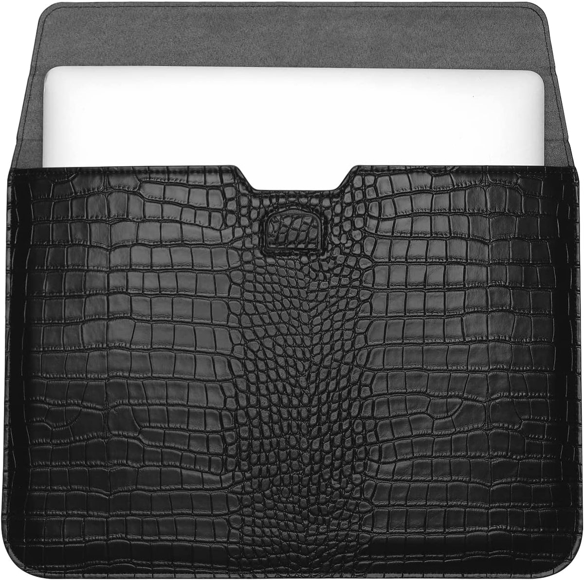 Black Faux Crocodile PU Leather Laptop Sleeve Case - 11/13/15 inch
