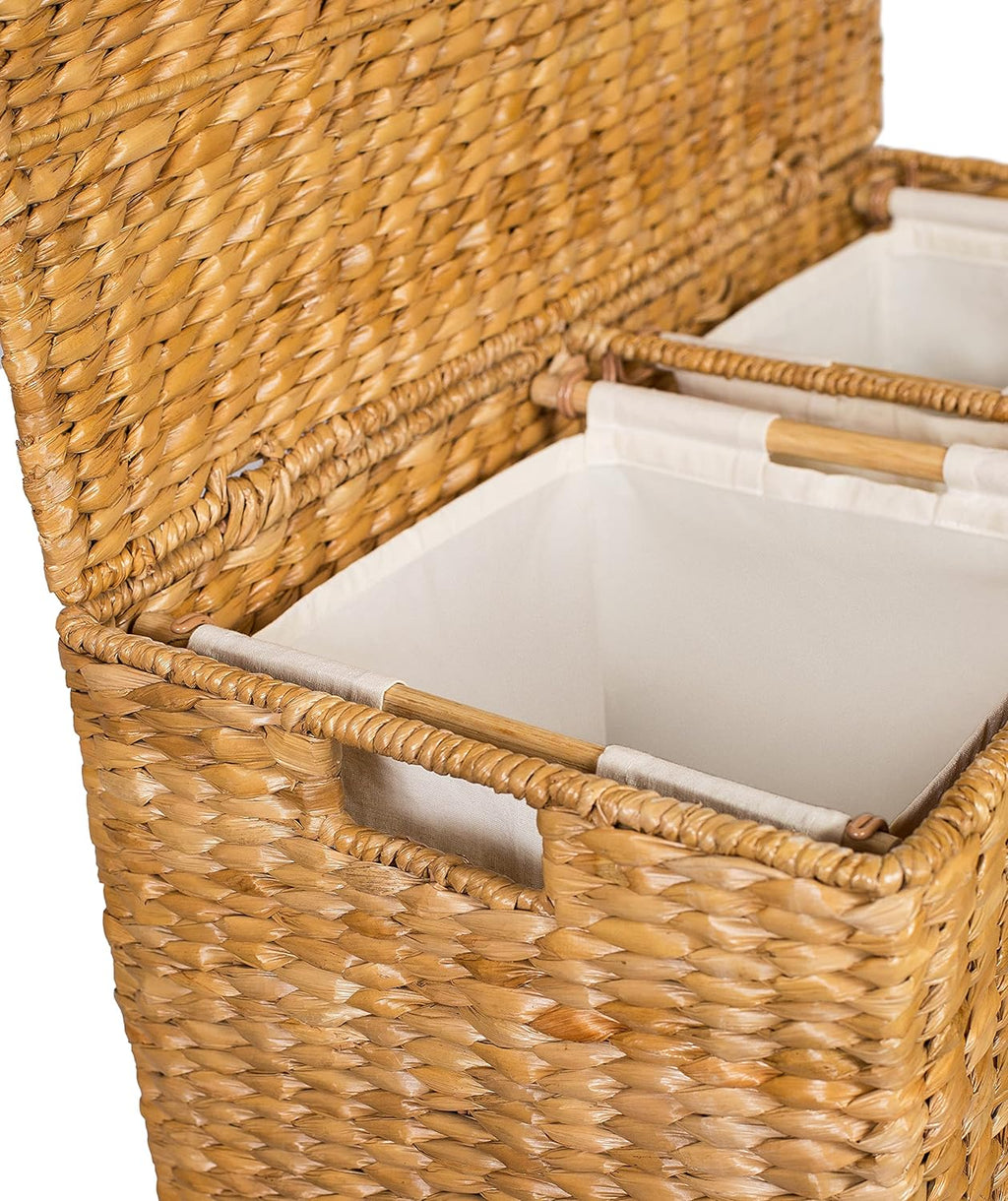 Sofia + Sam Oversized Divided Seagrass Hamper With 2 Canvas Liners, 28 x 14 x 27 Inches - 4602