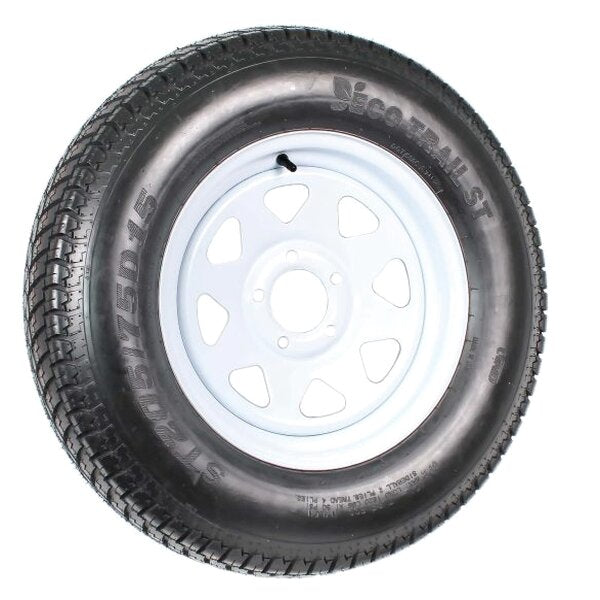 2-Pack Trailer Tire On Rim ST205/75D15 205/75 D 15 in. LRC 5 Hole White Spoke