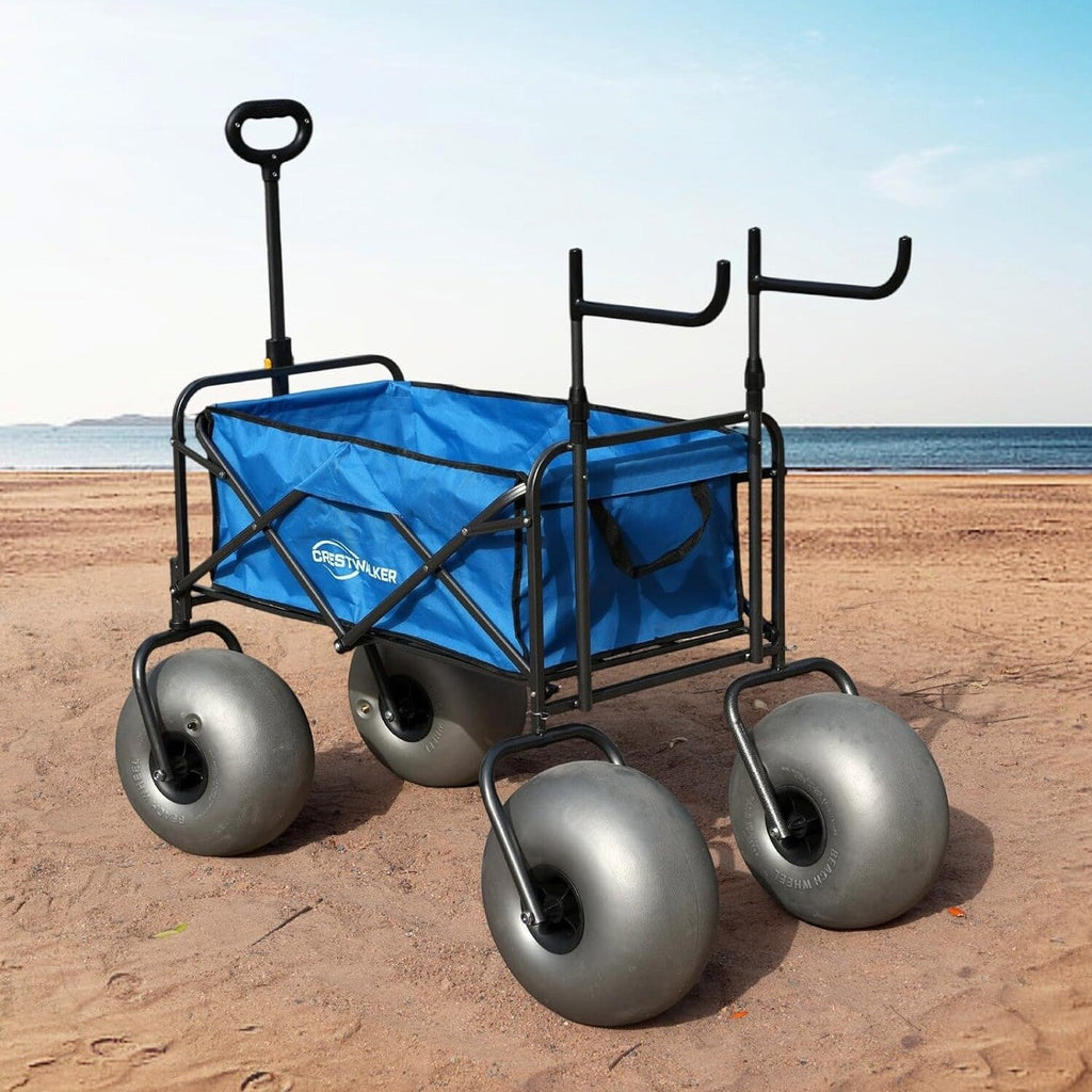 Beach Cart with 13" Balloon Wheels, Chair Racks &amp; Pump Included