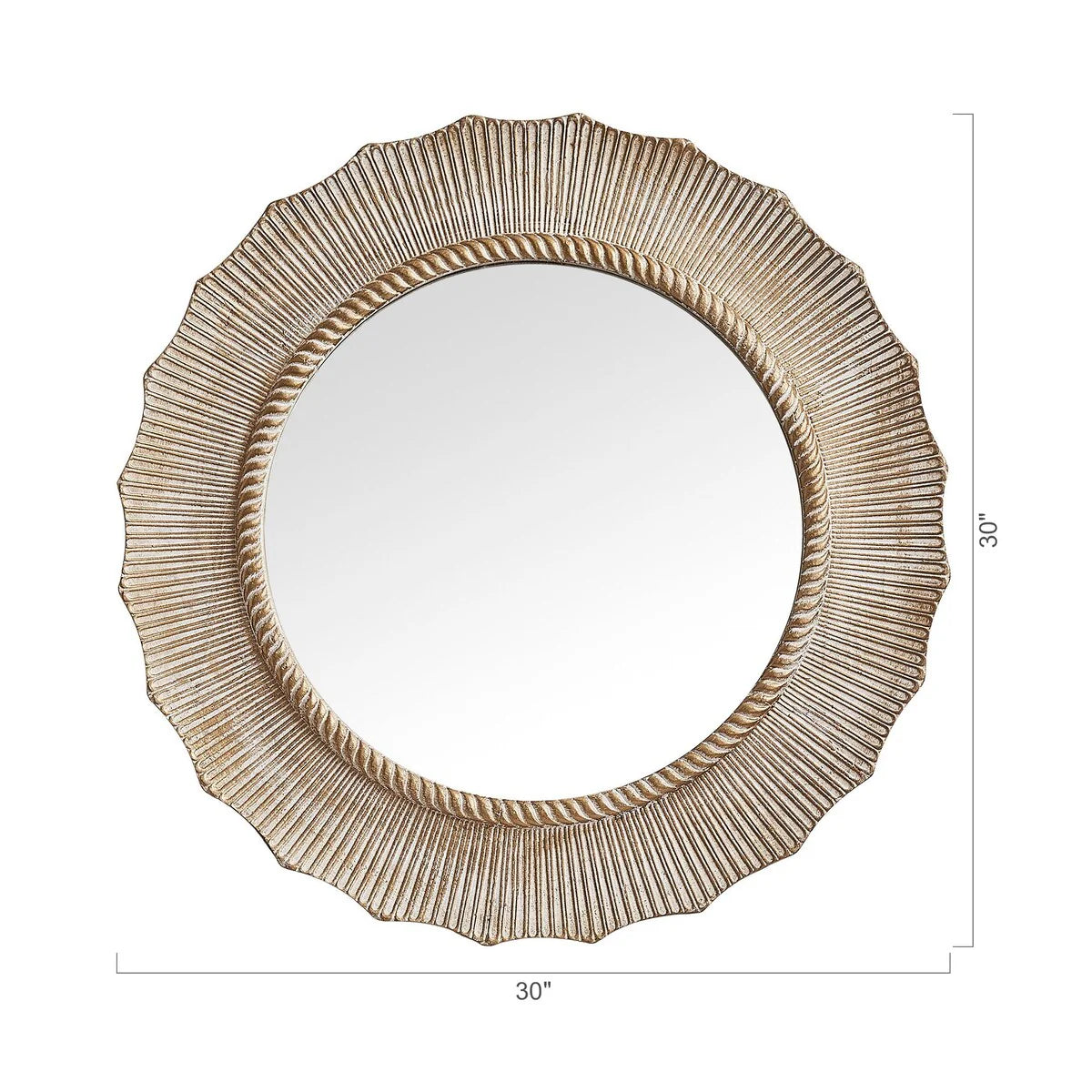 30 Inch Bohemian Beige Round Wood Bathroom Wall Mirror