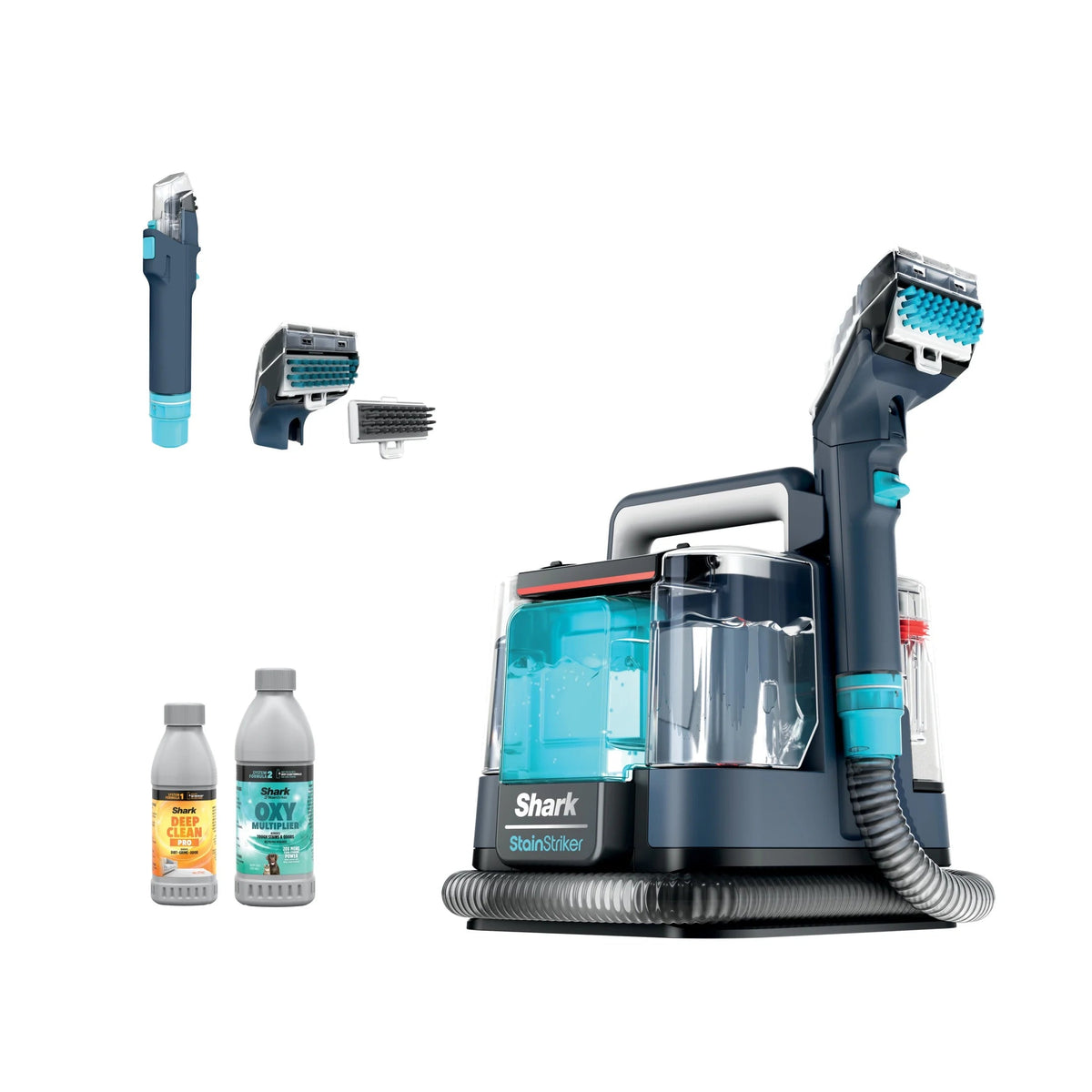 Shark StainStriker Portable Carpet And Upholstery Cleaner With 2 Tools, 6oz And 12oz Formulas - PX200 Navy/White