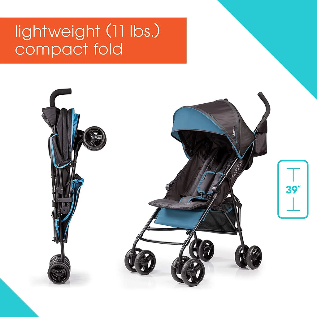 Convenience Lightweight Infant Stroller, Blue/Black - Compact Fold