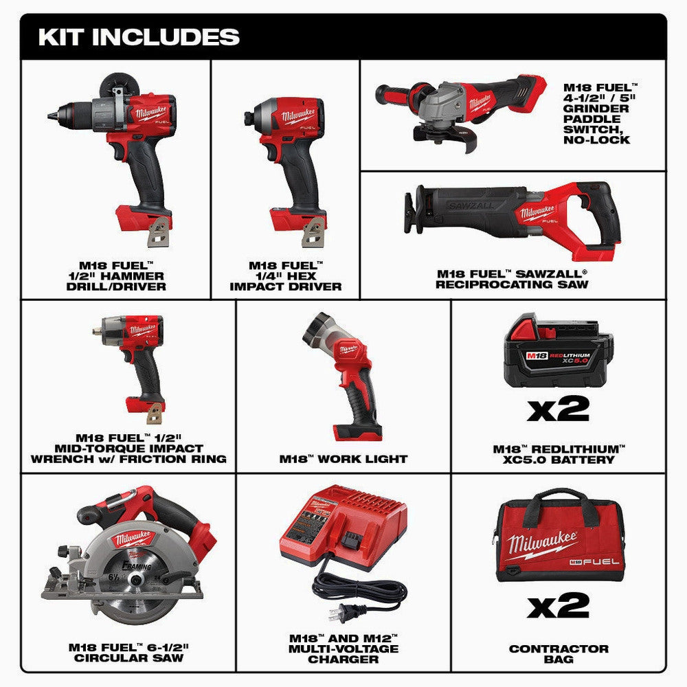 18V M18 FUEL Lithium-Ion Brushless Cordless 7-Tool Combo Kit 5.0 Ah