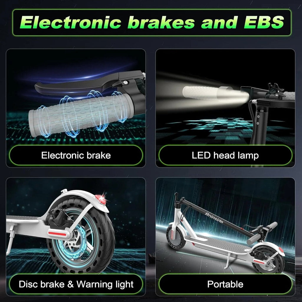 Electric Scooter - 8.5" Solid Tires, 350W Motor, Up to 19 MPH and 21-23 Miles Long-Range Portable Foldable Commuting Scooter for Adults with Double Braking System and App