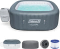 4 to 6 Person Inflatable Hot Tub Square Portable Outdoor Spa with 114 Soothing AirJets and Insulated Cover, Gray-Coleman
