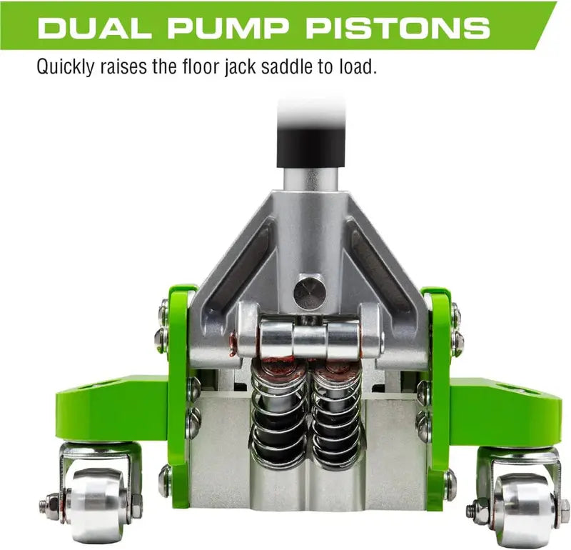 3-Ton Quick-Rise Aluminum Floor Jack, Dual-Piston, Green - A20018/A20019