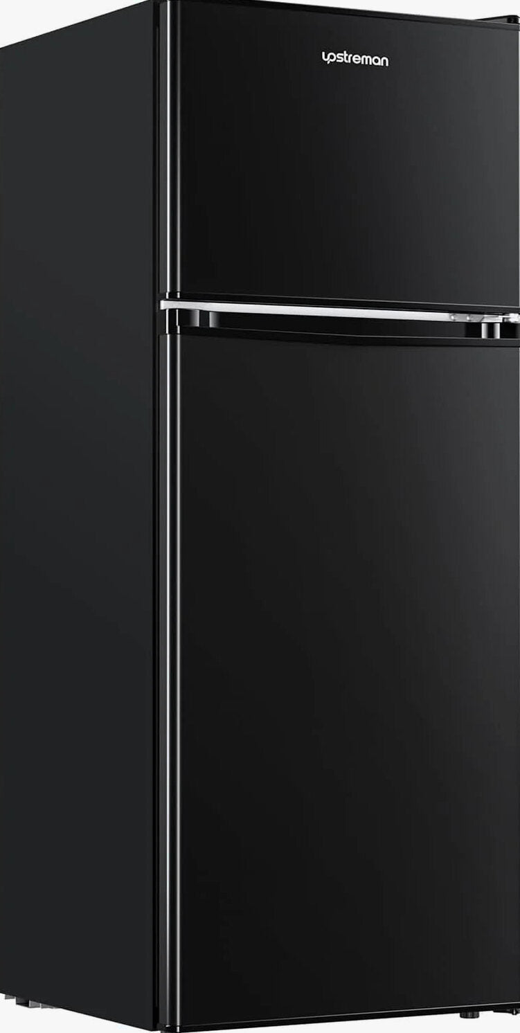 Upstreman 4.0 Cu.Ft Mini Fridge with Freezer – Double Door Compact Refrigerator for Dorm, Office, Bedroom – Adjustable Thermostat, Black (BR401)