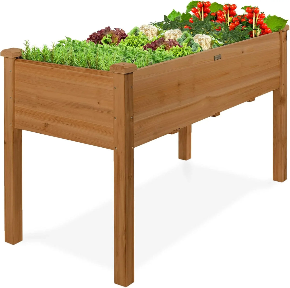 Wood Raised Garden Bed 72x23x30in, Natural, 300lb Capacity