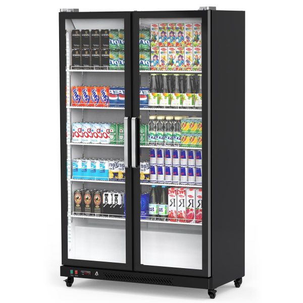 Commercial Glass Door Refrigerator With LED Lighting, 39 Cubic Feet, Double Swing Doors, Black - G2R2rMF5YckUZx1BD5-tawsNc1
