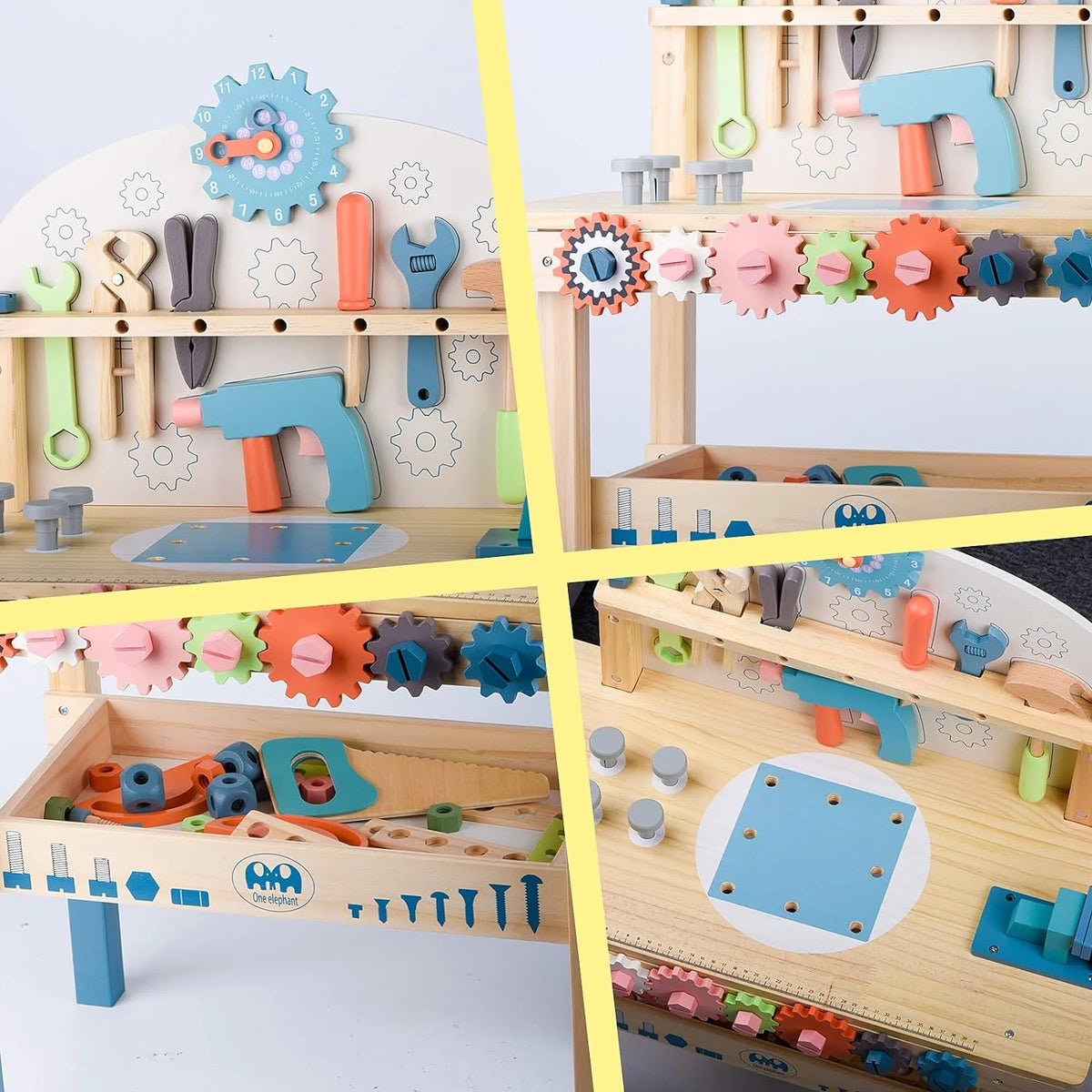 Toywoo Children's Wooden Tool Workbench With Tool Set, 23.5 x 11.7 x 31.3 in - WQSJ-ETXLT-SBN01