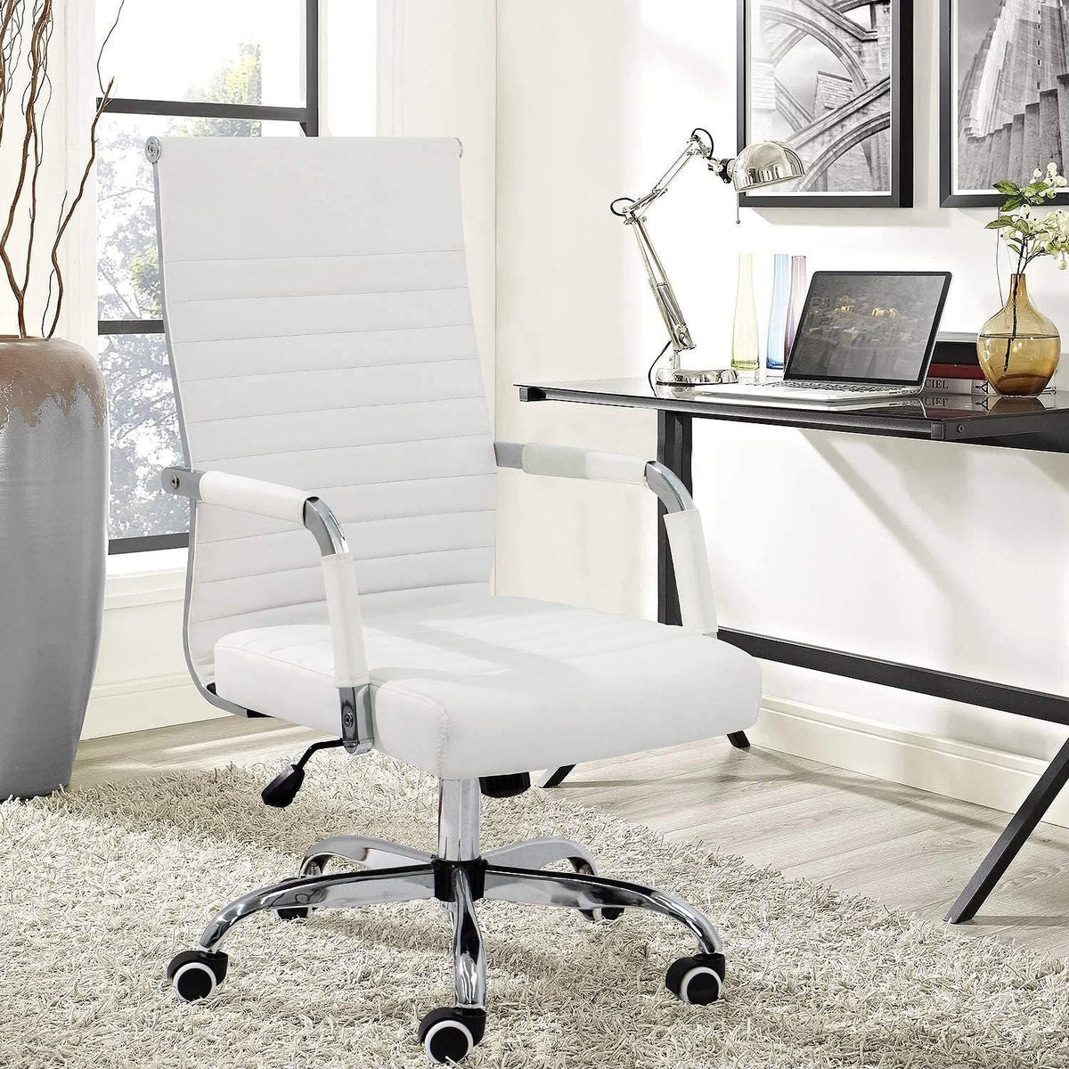 Ergonomic High-Back Office Chair With PU Leather Upholstery And 360-Degree Swivel
