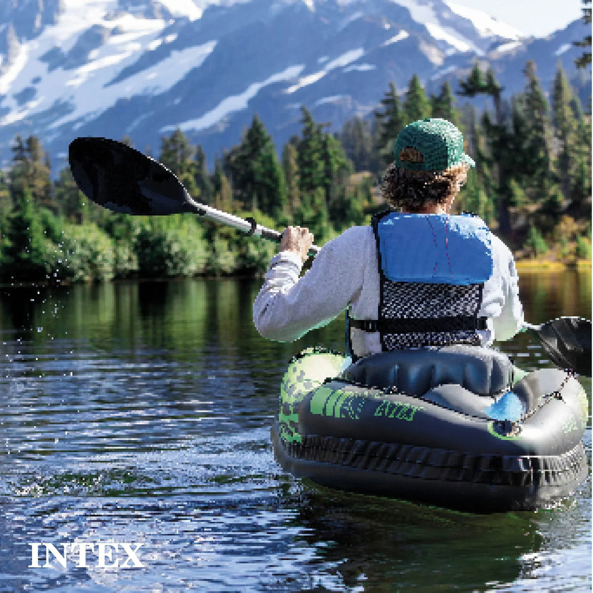 Intex Challenger K1 1-Person Inflatable Fishing Kayak Set, 108 x 30 x 13 Inches, 220-Pound Capacity
