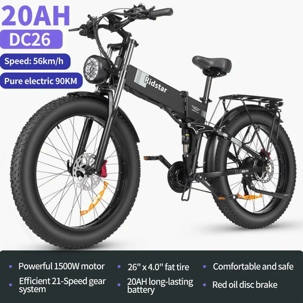 Eletric Bike for Adults 750W Motor 48V 20Ah Removable Battery 26?? Fat Tire Folding E-Bike Shimano 21-Speed MTB Cycling UL2849