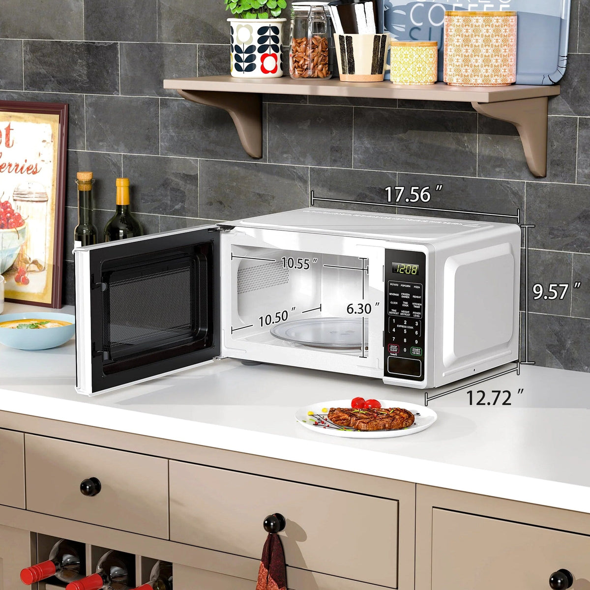Mainstays 0.7 cu. ft. Countertop Microwave Oven, 700 Watts, White, New