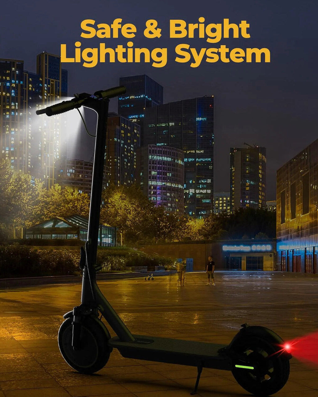 Electric Scooter - 8.5" Solid Tires, 350W Motor, Up to 19 MPH and 21-23 Miles Long-Range Portable Foldable Commuting Scooter for Adults with Double Braking System and App