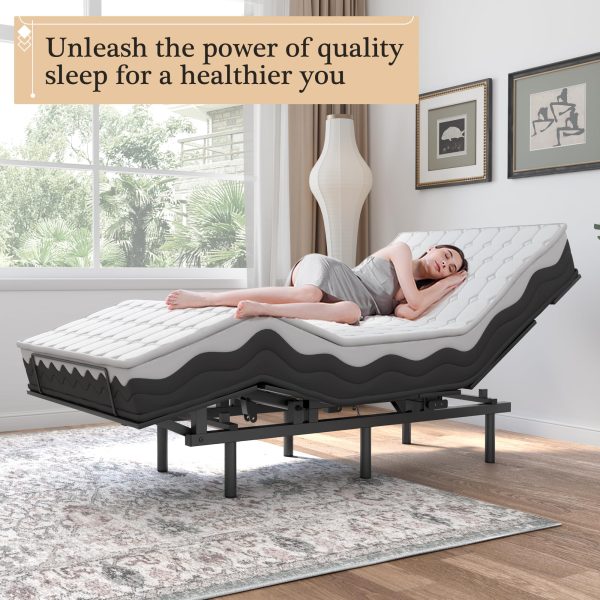 Twin Adjustable Bed Frame With Wireless Remote, 75L x 39W x 18.89H - Black