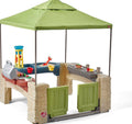 All-round play patio with canopy, kids indoor and outdoor kitchen play set