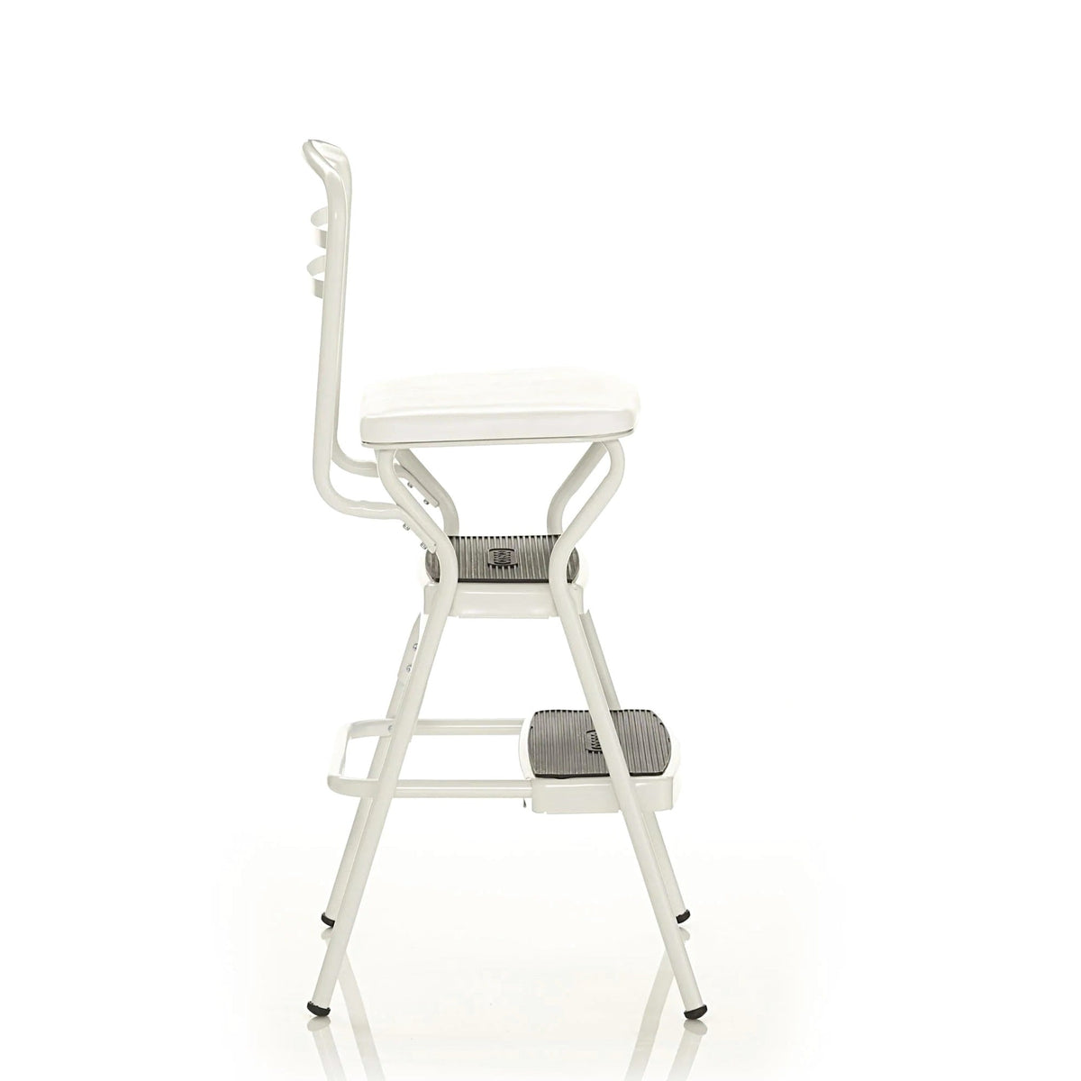 COSCO Stylaire Retro Chair + Step Stool with flip-up seat (white, one pack)