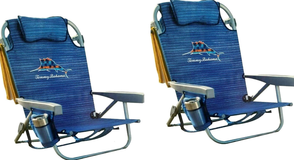 Tommy Bahama Backpack Beach Chairs - (2 PACK Blue )