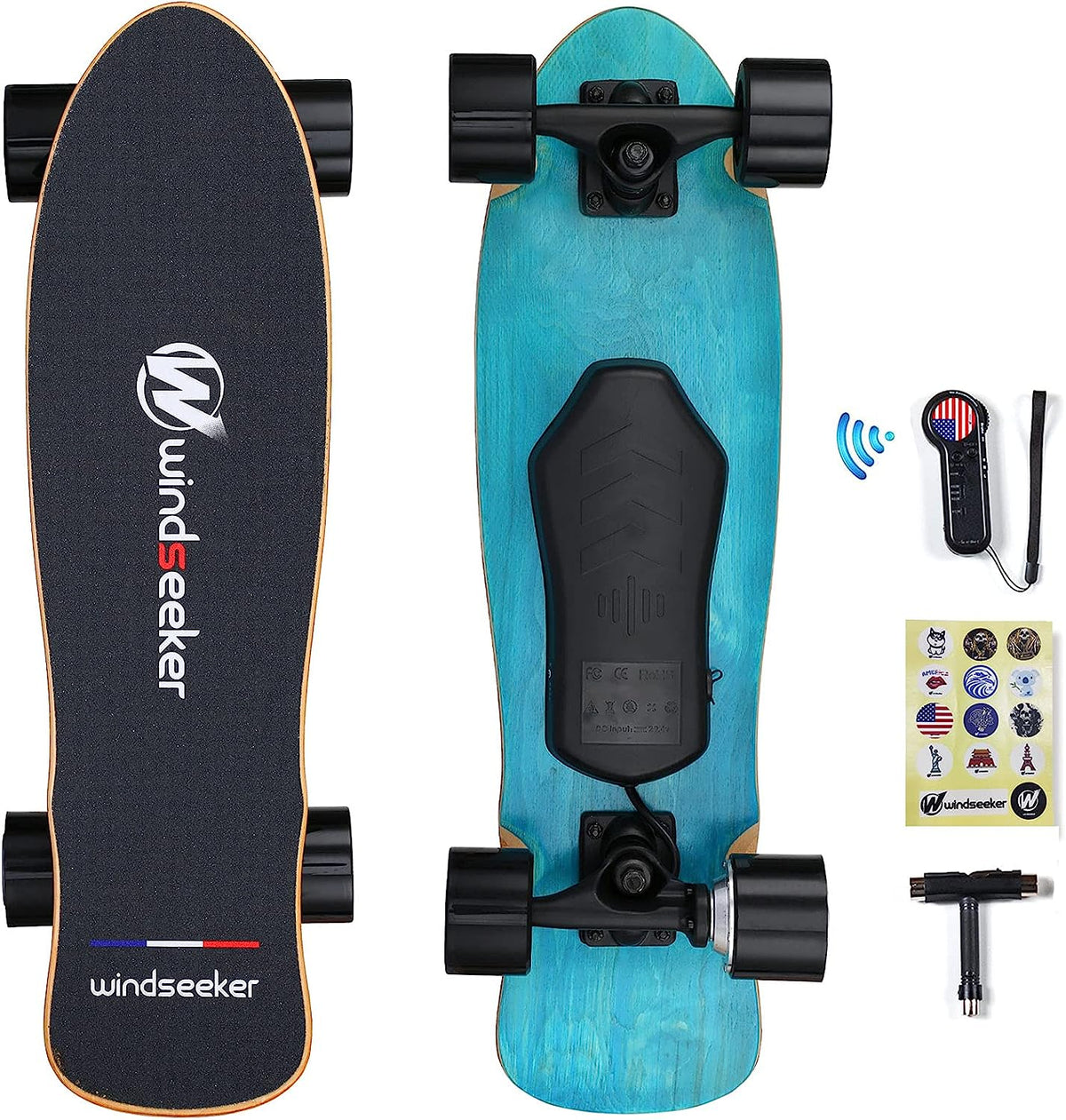 WINDSEEKER Electric Skateboard With Remote Control, 350W, 3 Speeds - H2S-2
