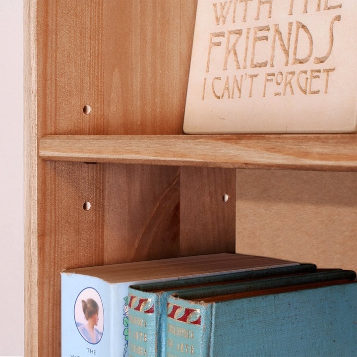 Tall Narrow Solid Pine Wood Bookcase With 5 Open Shelves