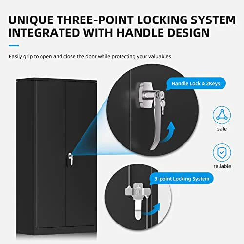 Atripark Metal Storage Cabinet With Lock, 72in Lockable Garage Tool Cabinet With Doors