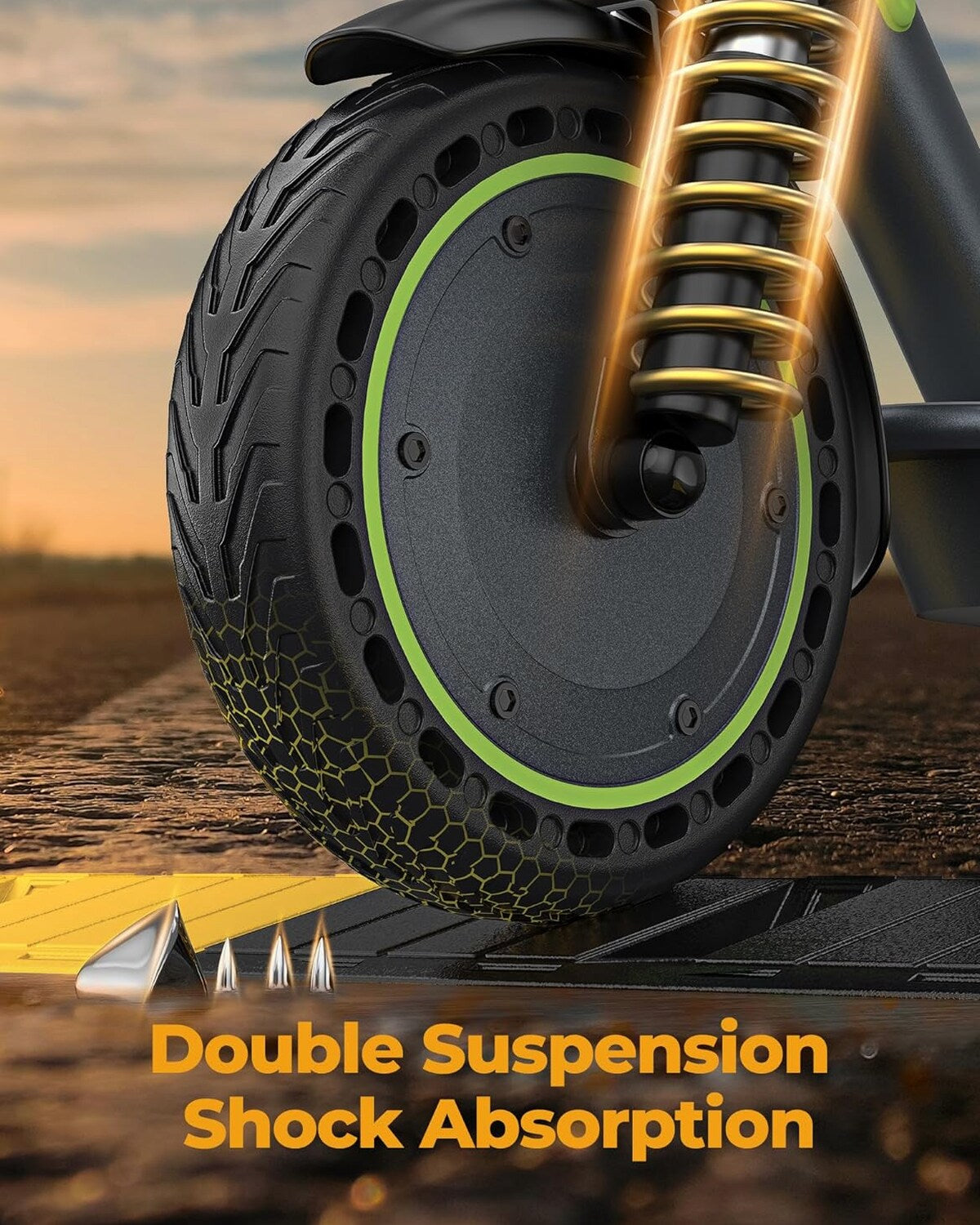Electric Scooter - 8.5" Solid Tires, 350W Motor, Up to 19 MPH and 21-23 Miles Long-Range Portable Foldable Commuting Scooter for Adults with Double Braking System and App