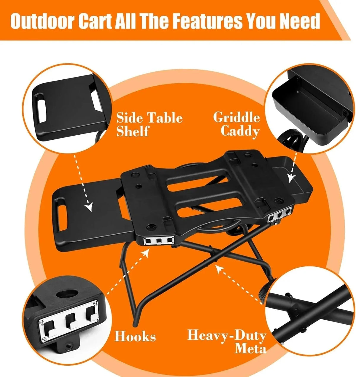 GRILL FORCE Collapsible Grill Stand For Ninja Woodfire Grill, Traeger, Pit Boss, And 22in Blackstone Griddle