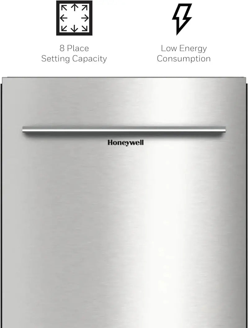 Honeywell 18-Inch Dishwasher, 8 Place Settings, Stainless Steel Tub - Stainless Steel