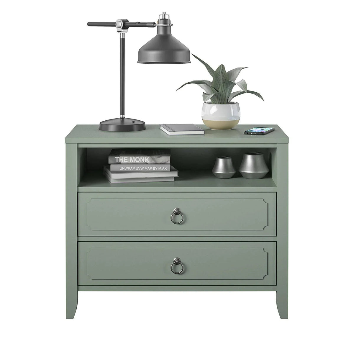 Drawer Nightstand - Green, 24H x 29.7W x 15.8D
