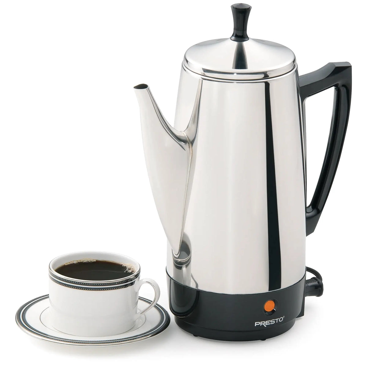 Presto Stainless Steel Coffee Maker, 12 Cup Robust Percolator Coffee, Silver - 2.79