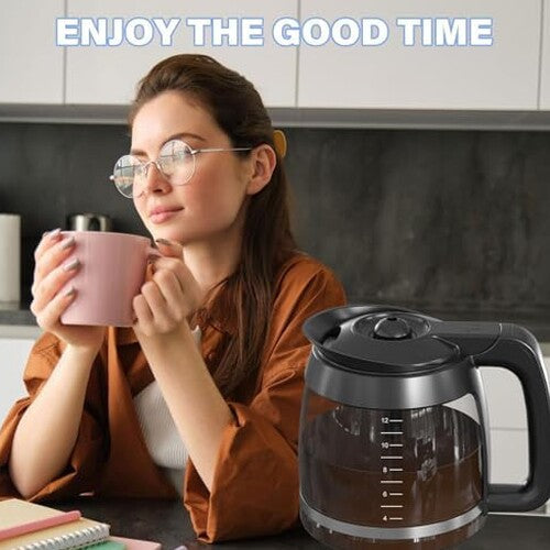 12-Cup Coffee Pot Replacement Carafe Compatible with Ninja Coffee Brewer Maker Models CE251 CE201 CE201C CE200 CE200C Model# XGLSLID200