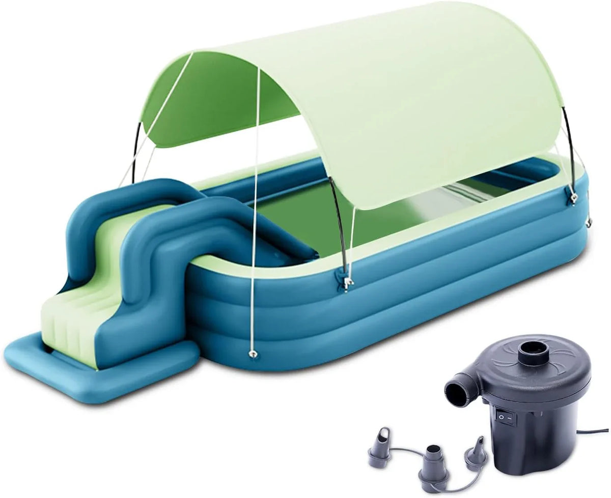Ergocar Inflatable Swimming Pool With Water Slide And Awning - 2.1 Meters, Three Layers