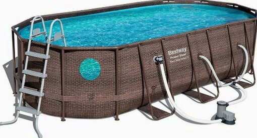 Bestway Power Steel 18' x 9 'x 48' above ground swimming pool Set with metal frame home swimming pool sand filter pump, skimmer and vacuum