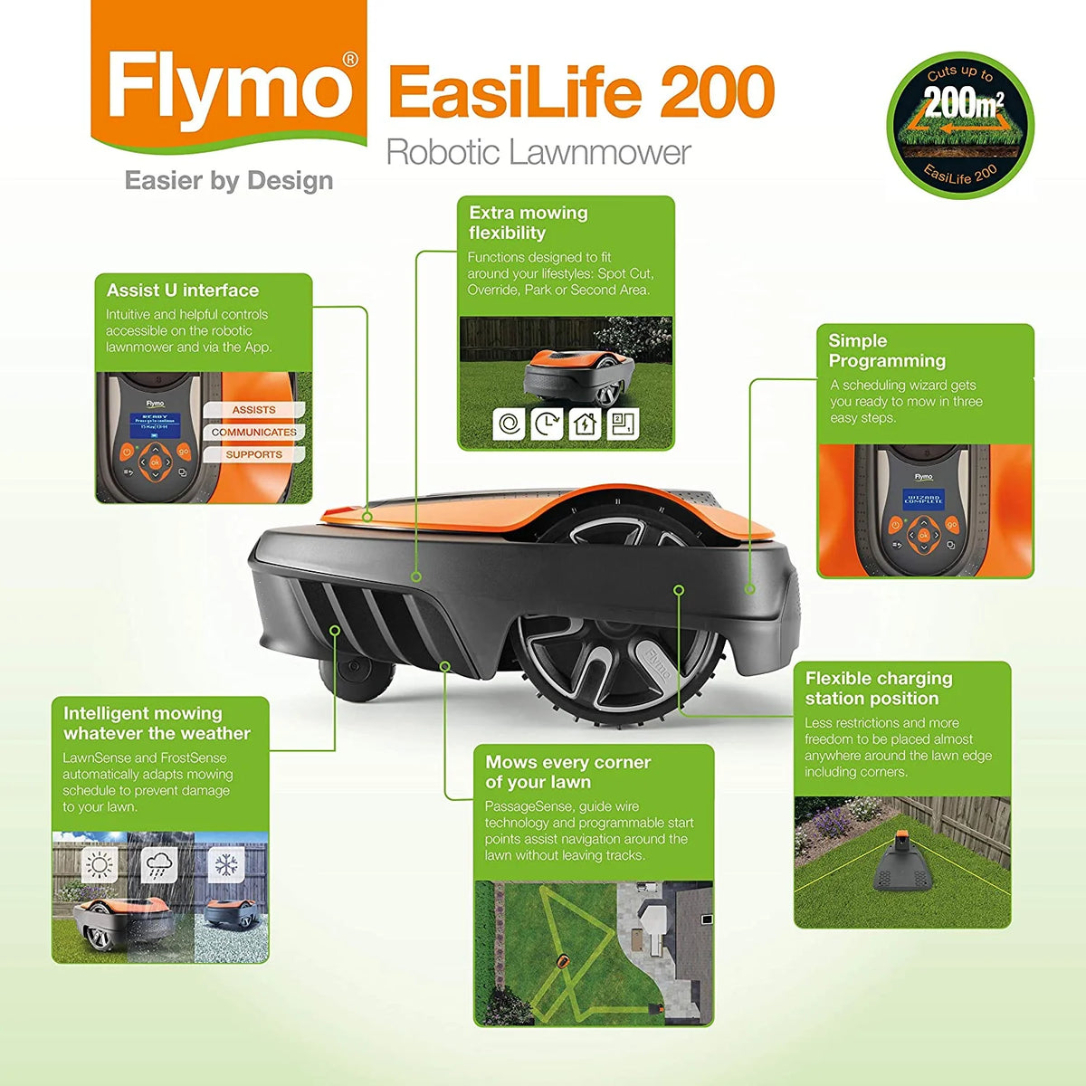 EasiLife 500 GO Robotic Lawn Mower, 500m2, Orange and Grey - 9704632-01