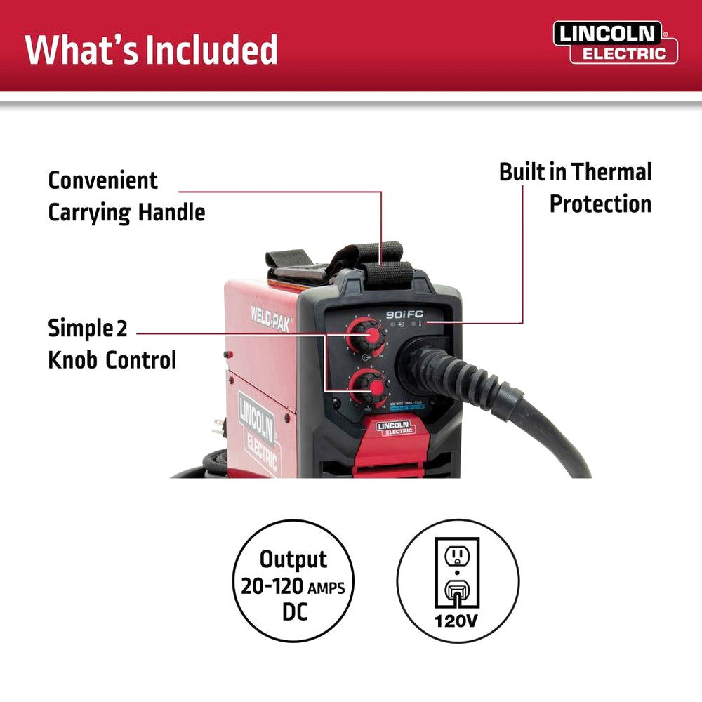 Lincoln Electric WELD-PAK 90i FC Flux-Cored Wire Feeder Welder (No Gas) K5255-1