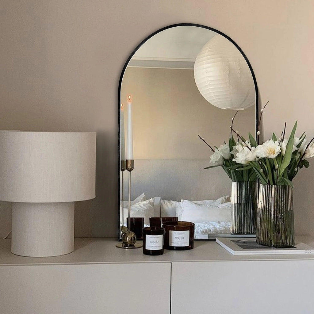 Arch Aluminum Bathroom Wall Mirror - Black Or Brushed-Gold, 1-Pack, 2-Pack Or 4-Pack