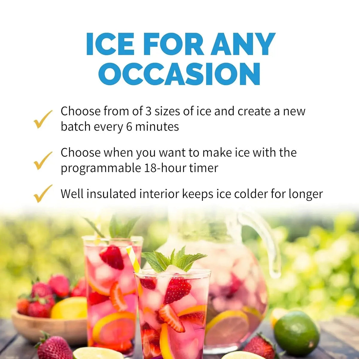 Newair Portable Countertop Ice Maker, 50 lb Daily, 12 Cubes in Under 7 Minutes, 3 Ice Sizes, Stainless Steel
