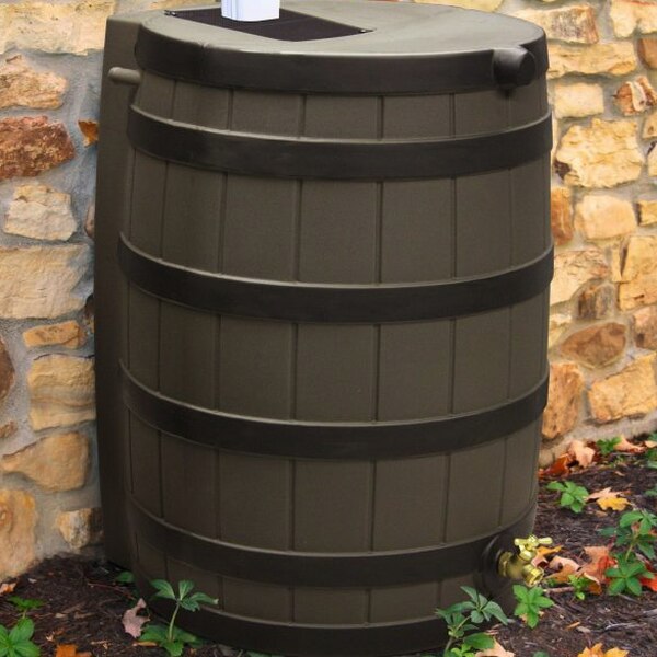 40 Gallon Rain Barrel with Darkened Ribs Oak