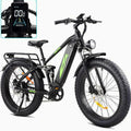 Electric Bike for Adults 1000W, 48V 17.5AH Battery Adult Electric Bicycles, 26 Fat Tire Full Suspension Ebike, 28MPH Mountain Beach E Bike, 7 Speed, 60Miles Range, UL Certified
