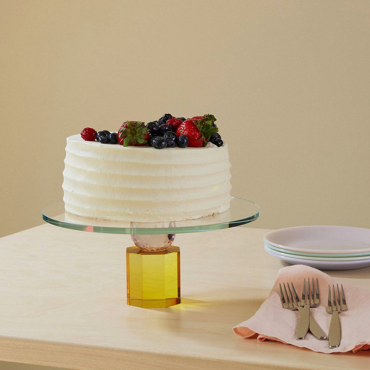 Faceted Crystal Cake Stand